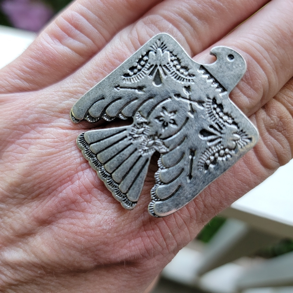 Thunderbird Free Spirit native Indigenous Aztec people fire bird Phoenix ring